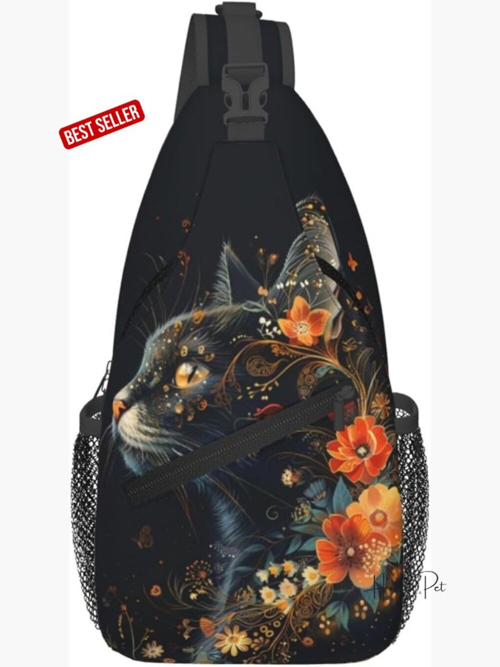 Cat Sling Backpack Crossbody Shoulder Bag Daypack Hiking Casual Sport Polyester